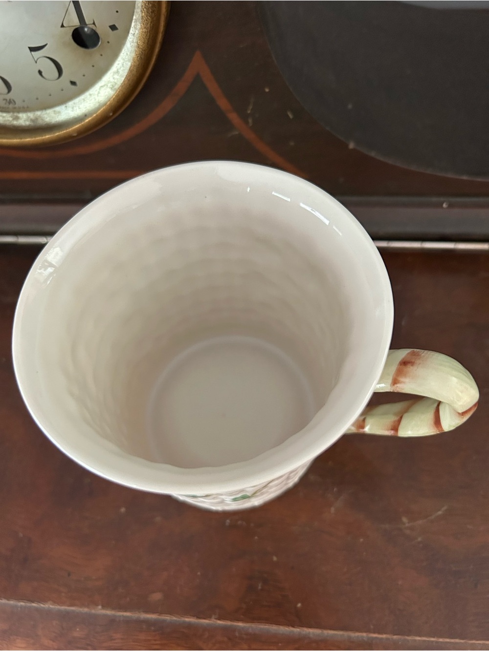 Belleek White Porcelain Clover Relief Mug - Picture 3 of 4